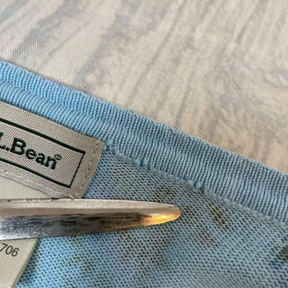 L.L. Bean 100% Cotton Blue Purple Floral classic Button Cardigan sweater top - Picture 15 of 16